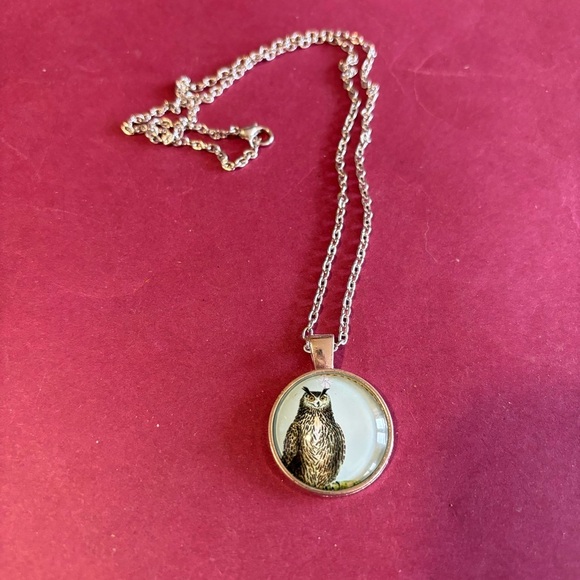 Owl Cabochon Necklace New - Picture 1 of 2